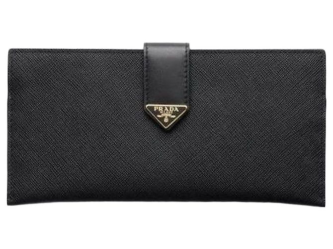 Prada Saffiano Leather Long Wallet Black