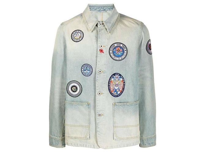 Kenzo Patchwork-Jeansjacke Silber