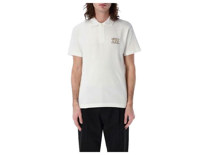 Burberry Polo-Shirt mit Logo Kurzarm Silber