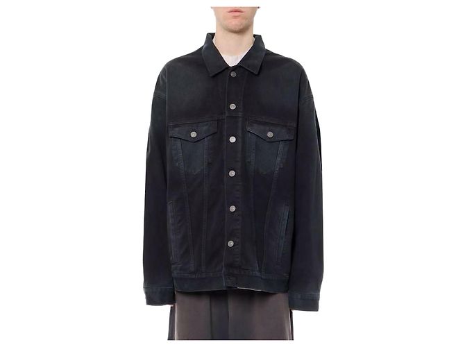 Balenciaga Logo Denim Jacket Black