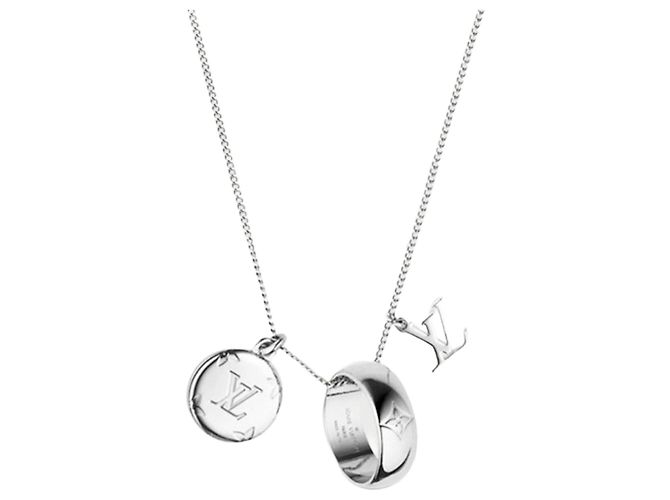 Louis Vuitton Monogram Chams Necklace Men Silvery