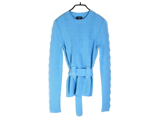 Chanel Cinto de malha de cashmere Azul