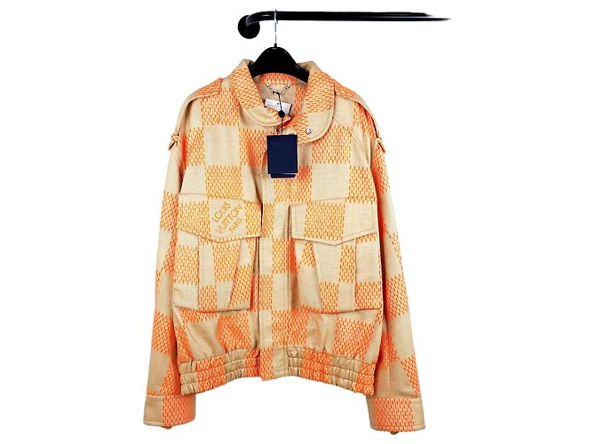 Louis Vuitton Jumbo Damier Bomberjacke aus Raffia Plu Orange