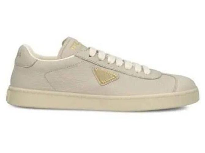 Prada Leder Sneakers mit Logo Weiß