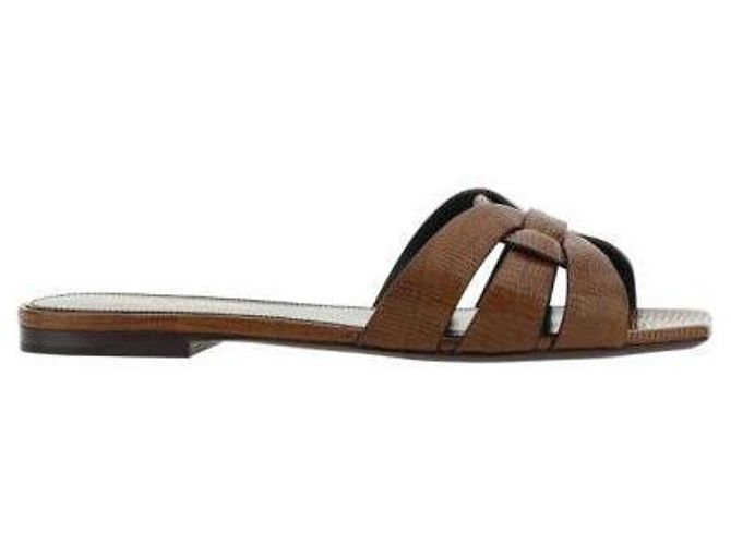 Saint Laurent Tribute Flat Mule Lizard Embossed Multiple colors