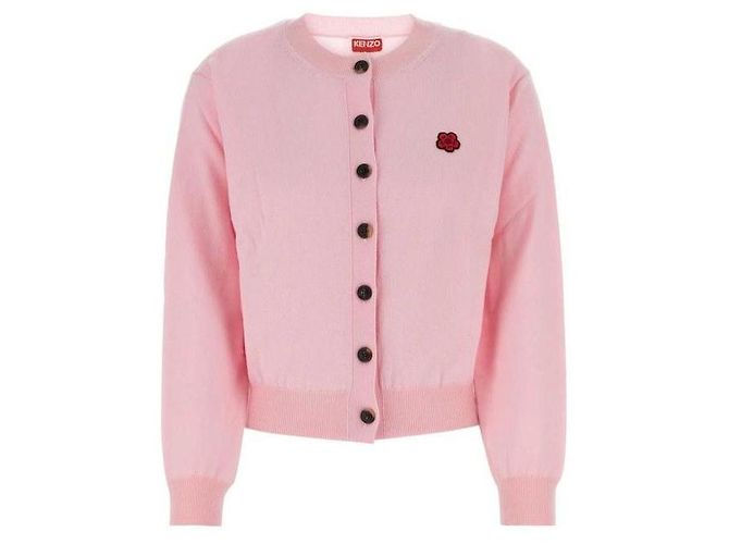Kenzo Wollcardigan mit floralem Patch Rot
