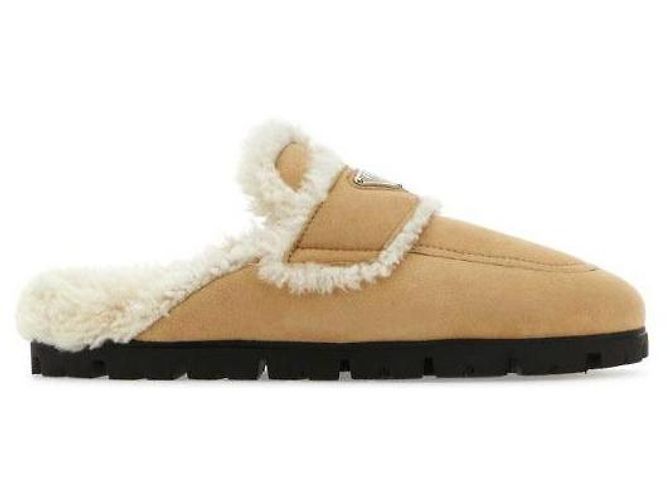 Prada Shearling-Hausschuhe Orange