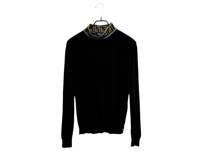 Fendi Wollstrick mit hohem Ausschnitt Schwarz