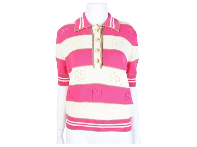 Gucci Kurzarmstrickshirt Weiß 