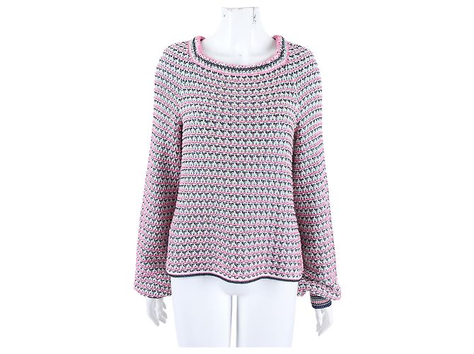 Chanel Langarm-Strickpullover Mehrfarben 