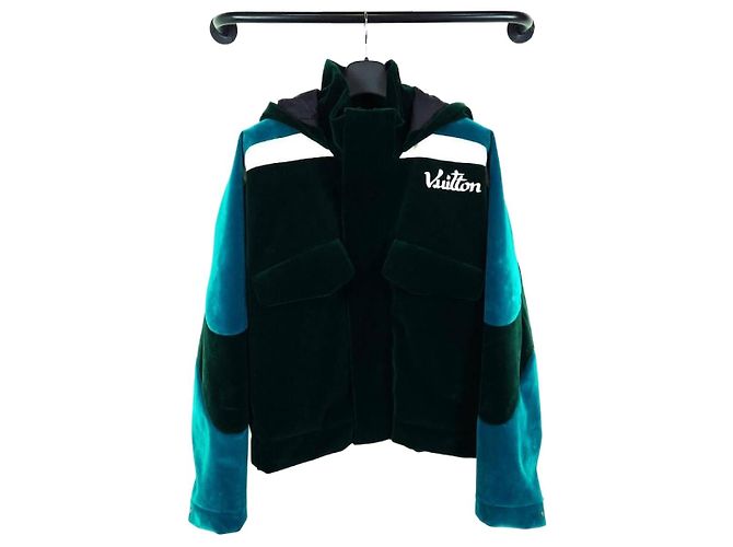 Louis Vuitton Technisches Tape Samt Windbreaker-Jacke Blau