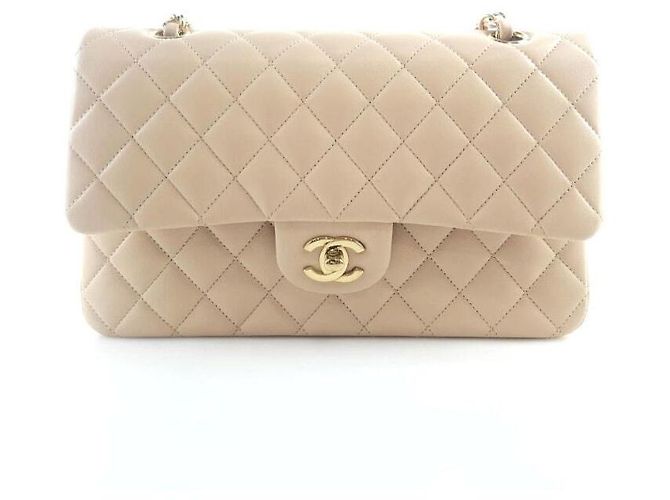 Chanel Klassische Schultertasche aus Lammleder Orange