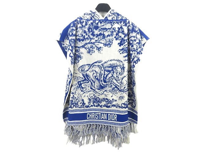 Dior Capa com capuz em Toile de Jouy Azul