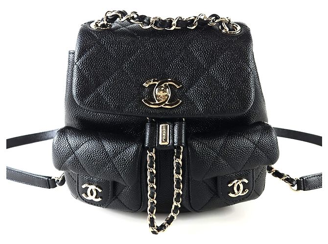 Chanel Small Duma Two-Pocket Caviar Backpack Black