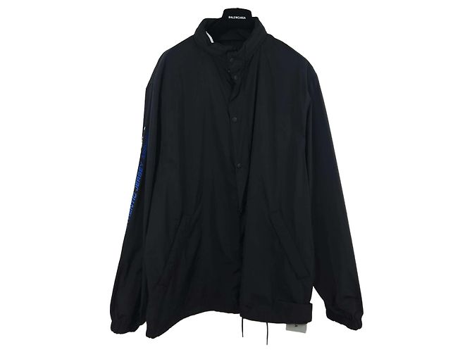 Balenciaga Logo Short Windbreaker Jacket Black