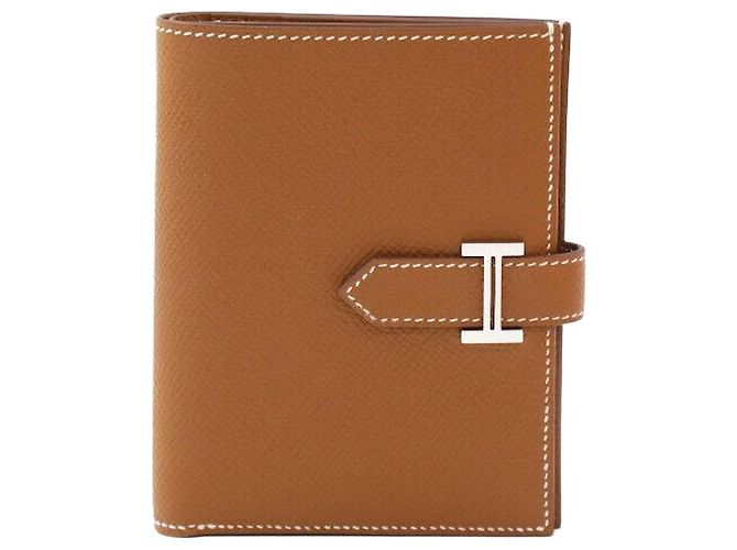 Hermès Carteira Prateada Dourada Laranja