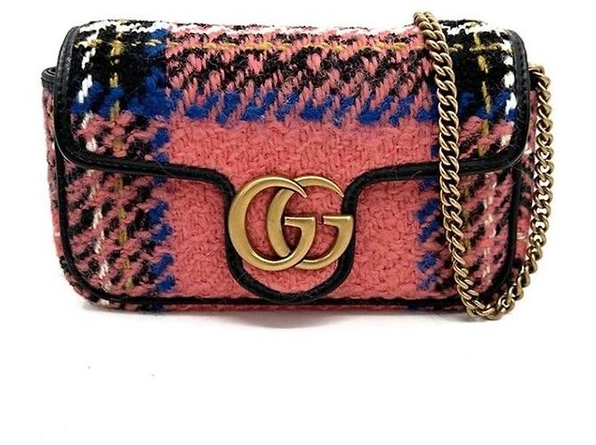 Gucci Borsa a tracolla super mini in tweed Multicolore