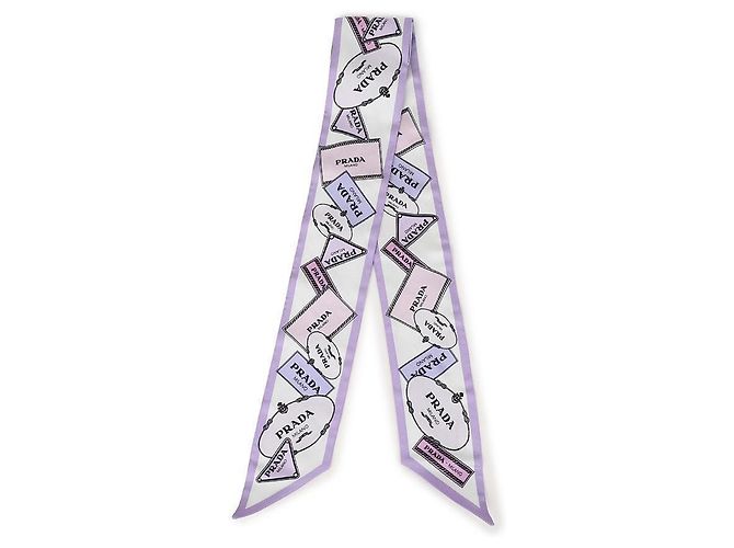 Prada Foulard sottile in seta stampata in twill Multicolore