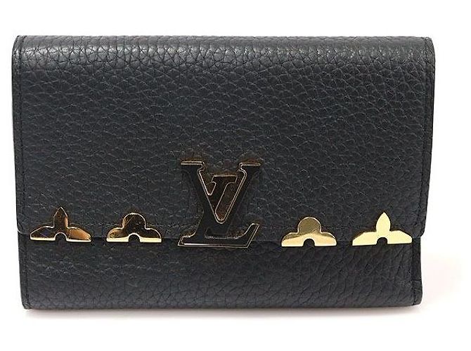 Louis Vuitton Billetera Compacta Capucines de Cuero Taurillon Negro