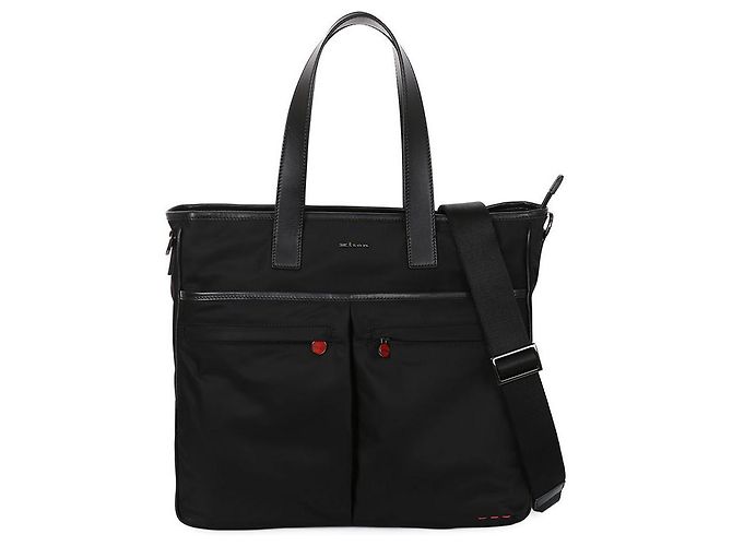 Kiton Nylon Leather Two-Way Crossbody Bag