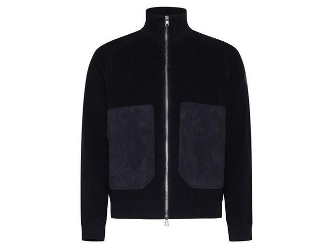 Moncler Cardigan zip in cotone e cashmere Nero