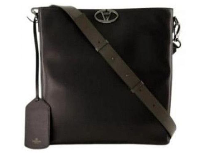 Valentino Borsa piatta con logo Nero