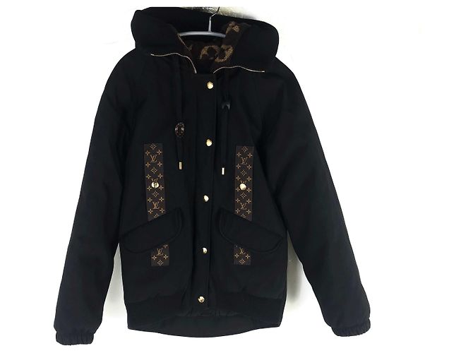 Louis Vuitton Monogram High Neck Parka Jacket Black
