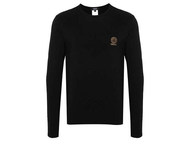 Versace Langarmshirt mit Rundhalsausschnitt und Logo Mehrfarben