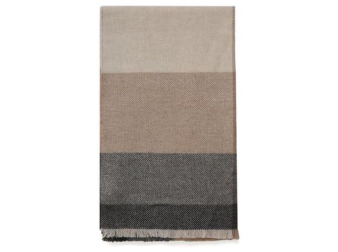 Brunello Cucinelli Wool Cashmere Check Scarf Brown