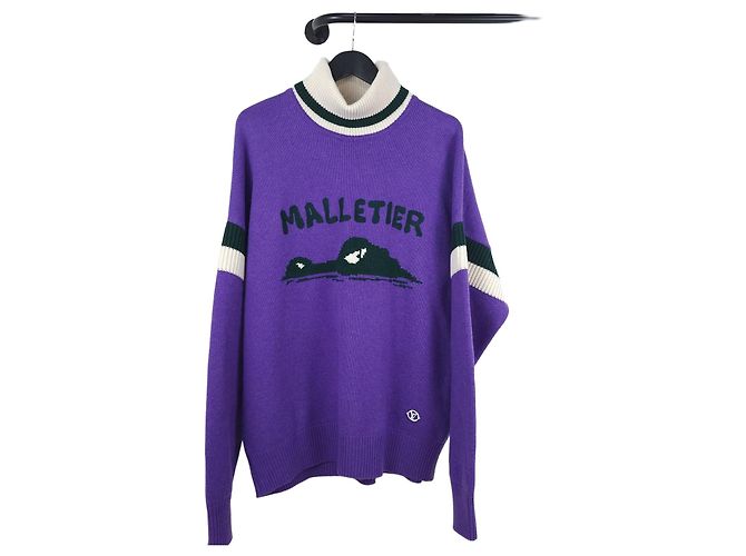 Louis Vuitton Logo Roll Neck Pullover Knit Purple
