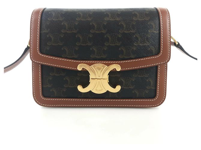 Céline Bolsa de ombro Triomphe Canvas Tin Triomphe Preto