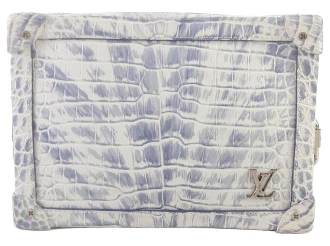 Louis Vuitton Bolsa de ombro em crocodilo de jacaré exótico em couro macio Prata