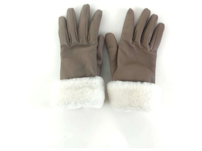 Hermès Lammfell-Lederhandschuhe Braun