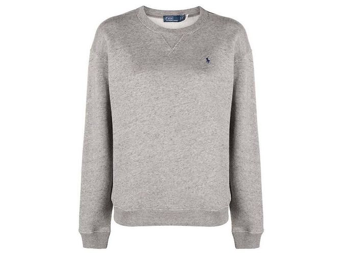 Ralph Lauren Bestickter Fleece-Pullover mit Pony-Logo Silber