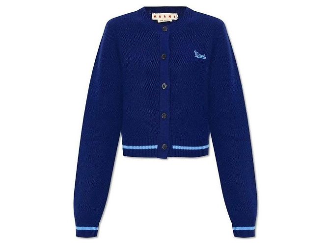 Marni Kurzer Wollstrickcardigan Blau