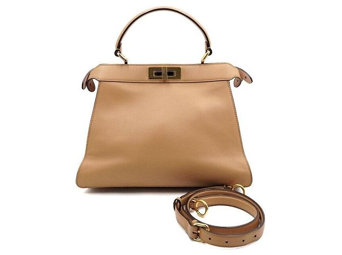 Fendi Bolsa Tote Peekaboo See Medium em couro marrom