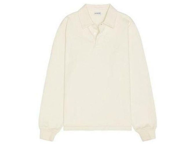 Burberry Polo in Cotone a Manica Lunga Bianco