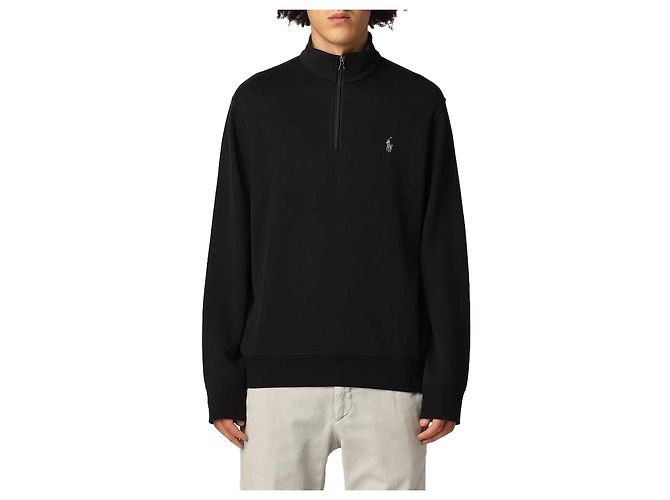 Ralph Lauren Pullover con zip a quarto e logo pony Bianco