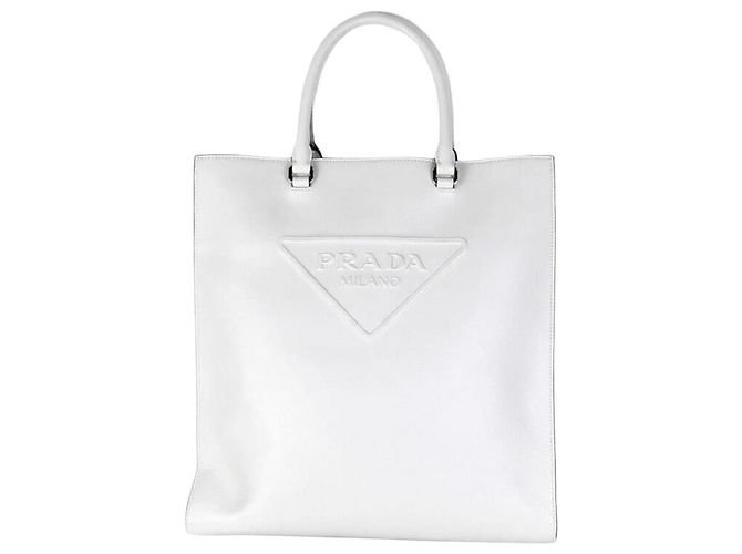 Tote Prada Bolsa de ombro com logo em relevo em triângulo Prata