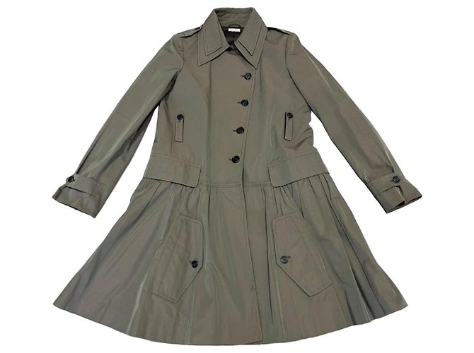 Trench Coat Miu Miu Khaki de Algodão Caqui