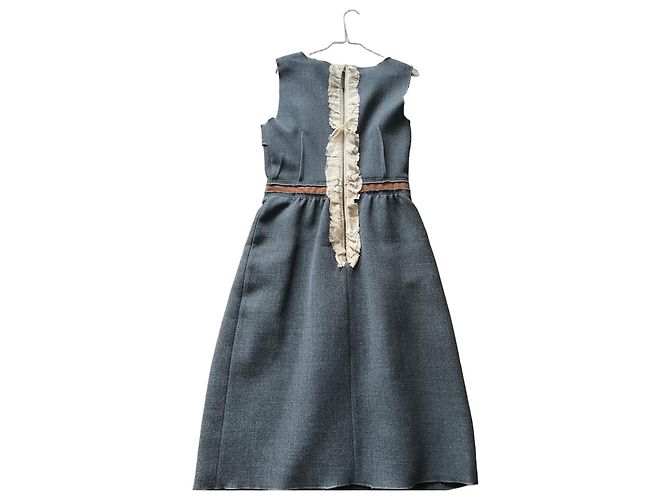 Vestido Dolce & Gabbana de lã e seda cinza Creme Castanho claro