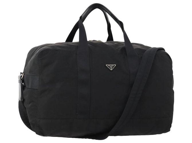 Borsa Boston PRADA Nylon 2way Nera Argento Auth 172154 Nero