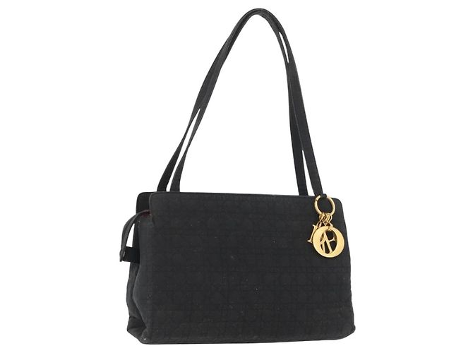 Christian Dior Borsa a Spalla Lady Dior Nylon Nero Oro Auth BSZ018 D'oro