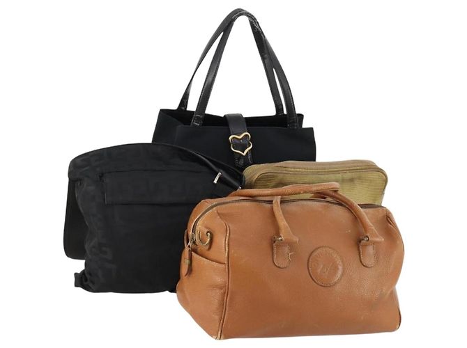 Borsa GIVENCHY Saint Laurent in pelle e tela 4 pezzi beige nero marrone Auth 168821