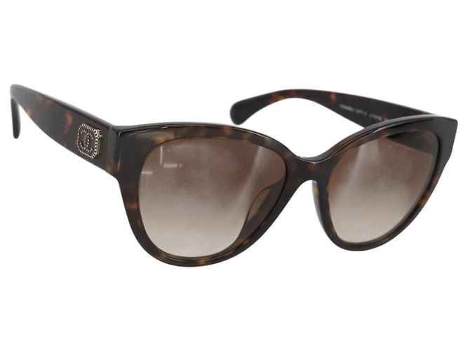 Gafas de sol CHANEL de plástico marrón CC Auth BA11463 Castaño