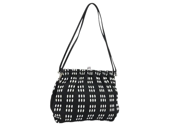 Borsa a Spalla Miu Miu in Tela Nera Argento Auth BSZ027 Nero