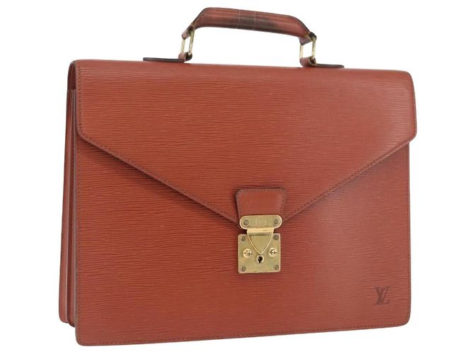 LOUIS VUITTON Pasta Executiva Epi Marrom M54423 LV Auth BA11220