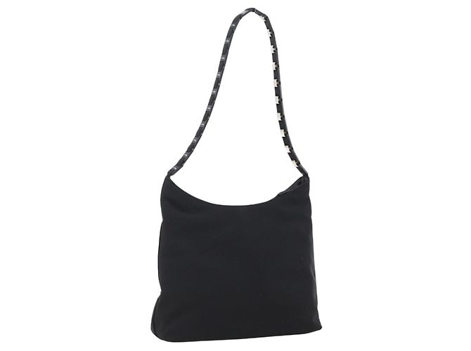 Borsa a Spalla Vala in Tela Nera Argento Auth 170077 di Salvatore Ferragamo Nero