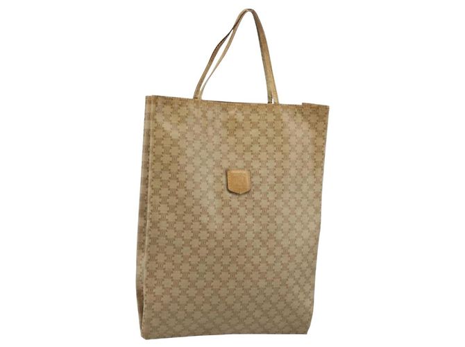 Céline Sac à main en toile Macadam CELINE PVC Beige Or Auth BSZ357 Doré
