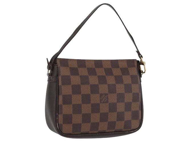 LOUIS VUITTON Make-up Tasche Damier Ebene N51982 LV Auth ARZ134